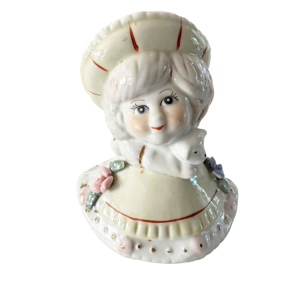 Dutch Girl in Yellow Dress Porcelain Figurine Rouge Cheeks 5"